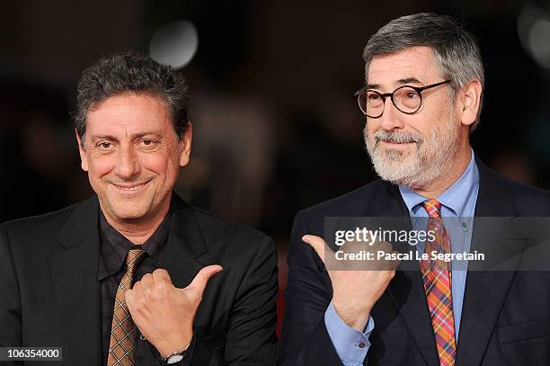 President of the Jury Sergio Castellitto and filmmaker John Landis attend the "Burke & Hare" premiere during The 5th International Rome Film Festival...