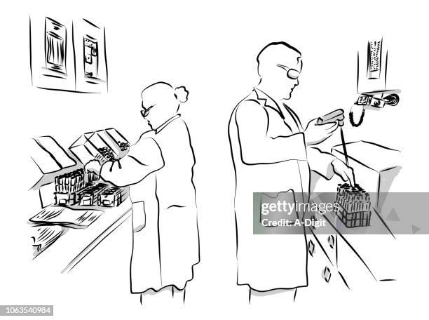 lab professional testing - scientist lab stock illustrations