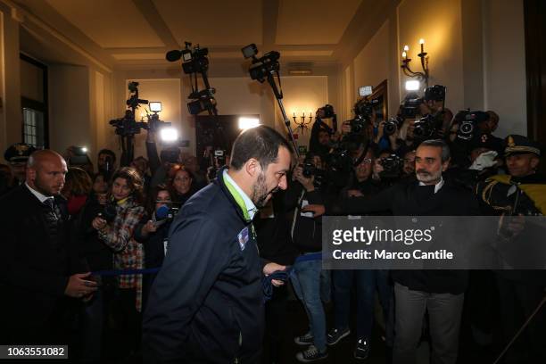 The Italian minister, Matteo Salvini, during the press conference for the Land of Fires, at the Prefecture of Caserta.