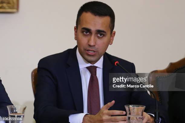 The Italian minister, Luigi Di Maio, during the press conference for the Land of Fires, at the Prefecture of Caserta.