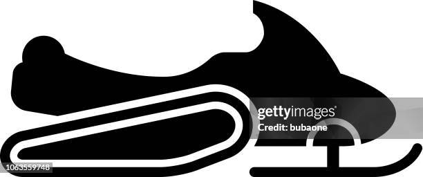 snowmobile icon with long shadow - snowmobiling stock illustrations