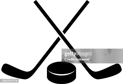 Hockey Stick and Puck Icon with Long Shadow Hockey Stick and Puck Icon with Long Shadow