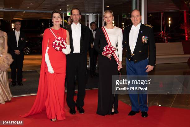 Princess Caroline of Hanover, Andrea Casiraghi, Princess Charlene of Monaco and Prince Albert II of Monaco attend a Gala during Monaco National Day...