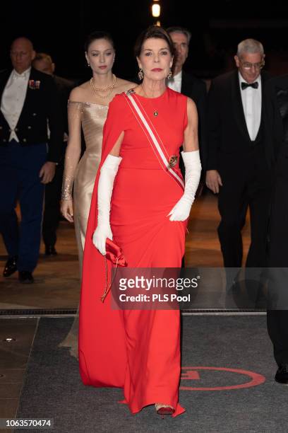 Beatrice Casiraghi and Princess Caroline of Hanover attend a Gala during Monaco National Day on November 19, 2018 in Monte-Carlo, Monaco.