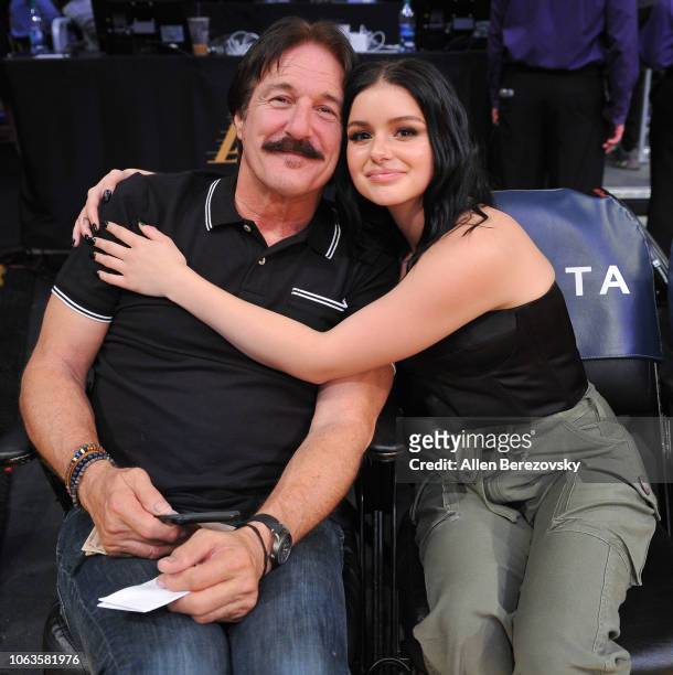 Actress Ariel Winter and her father Glenn Workman attend a basketball game between the Los Angeles Lakers and the Toronto Raptors at Staples Center...