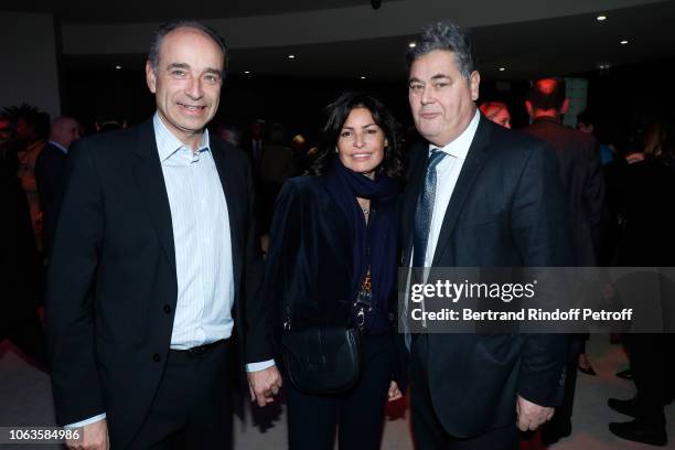 Jean-Francois Cope, his wife Nadia and Pierre-Francois Veil attend the "Ma mere est folle" Private Projection at Elysee Biarritz on November 19, 2018...