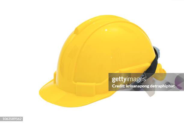 helmet on white background - bauarbeiterhelm stock-fotos und bilder
