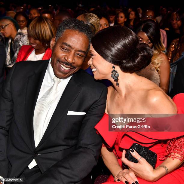 Ernie Hudson and Valarie Pettiford attend the 2018 Soul Train Awards, presented by BET, at the Orleans Arena on November 17, 2018 in Las Vegas,...