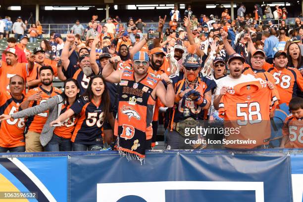 Denver Broncos fans after the Broncos defeated the Los Angeles Chargers during an NFL football game between the Denver Broncos and the Los Angeles...