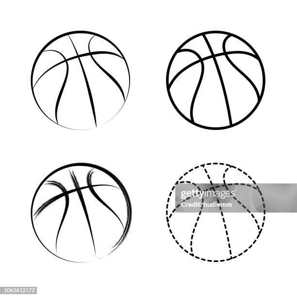 ilustraciones, imágenes clip art, dibujos animados e iconos de stock de icono de vector dibujo baloncesto - basketball