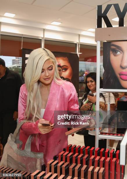 Kylie Jenner visits Houston Ulta Beauty to promote the exclusive launch of Kylie Cosmetics with the beauty retailer, starting this month on November...