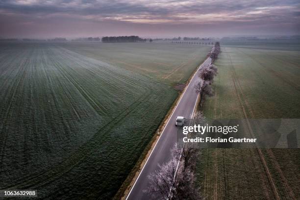 Car is pictured on a country road on November 18, 2018 in Vierkirchen, Germany.