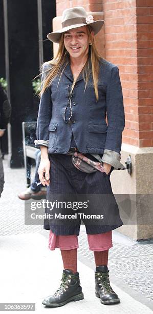 Designer John Galliano is seen on the streets of Manhattan on October 29, 2010 in New York, New York.