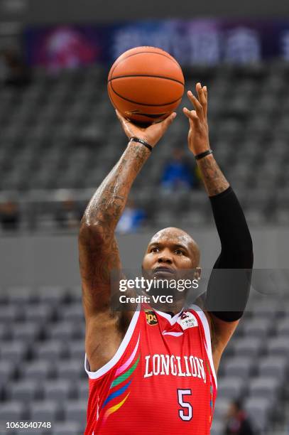 Marreese Speights of Guangzhou Long-Lions shoots the ball during the 2018/2019 Chinese Basketball Association League seventh round match between...