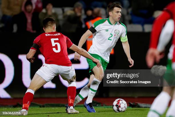 Jonas Knudsen of Denmark, Seamus Coleman of Republic of Ireland during the UEFA Nations league match between Denmark v Republic of Ireland at the...