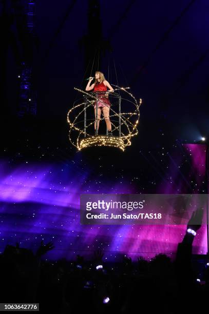 Taylor Swift performs at Taylor Swift reputation Stadium Tour in Japan presented by Fujifilm instax at Tokyo Dome on November 20, 2018 in Tokyo,...