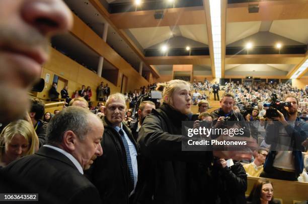 Visite du Président de la République française Emmanuel Macron et de Brigitte Macron, avec le Premier ministre Charles Michel, à Louvain-La-Neuve -...