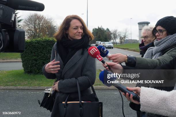Civil parties lawyer Laure Moureu walks on November 20 as she leaves the prison of Saint-Maur, central France, where Jean-Claude Romand, sentenced to...