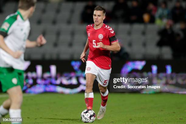 Jonas Knudsen of Denmark during the UEFA Nations league match between Denmark v Republic of Ireland at the Ceres Park on November 19, 2018 in Aarhus