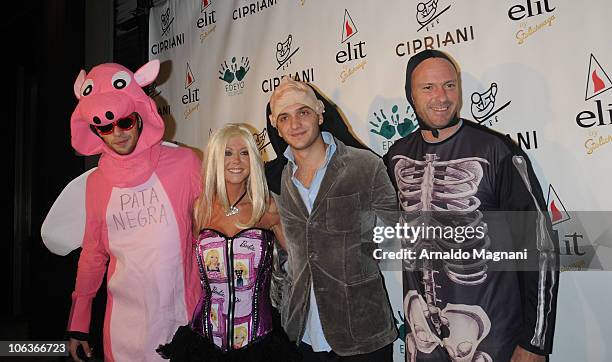 Maggio Cipriani, Tara Reid, Ignazio Cipriani and Giuseppe Cipriani arrive at the Halloween party at Cipriani Downtown NYC, on October 4, 2010 in New...