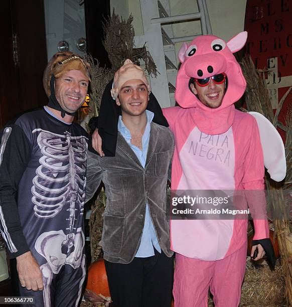 Giuseppe Cipriani, Ignazio Cipriani and Maggio Cipriani arrive at the Halloween party at Cipriani Downtown on October 29, 2010 in New York City.