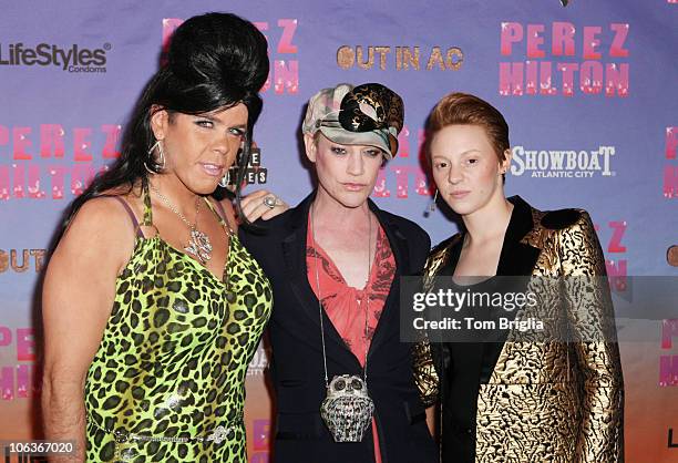 Left to right Perez Hilton, Richie Rich, and La Roux attend Perez Hilton?s "One Night in Jersey" during OUT in AC weekend at The House of Blues at...