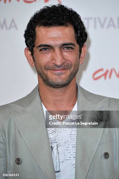 Actor Amr Waked attends the "Il Padre E Lo Straniero" photocall during The 5th International Rome Film Festival at Auditorium Parco Della Musica on...