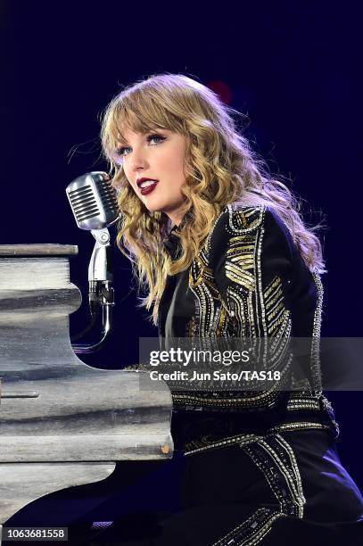 Taylor Swift performs at Taylor Swift reputation Stadium Tour in Japan presented by Fujifilm instax at Tokyo Dome on November 20, 2018 in Tokyo,...