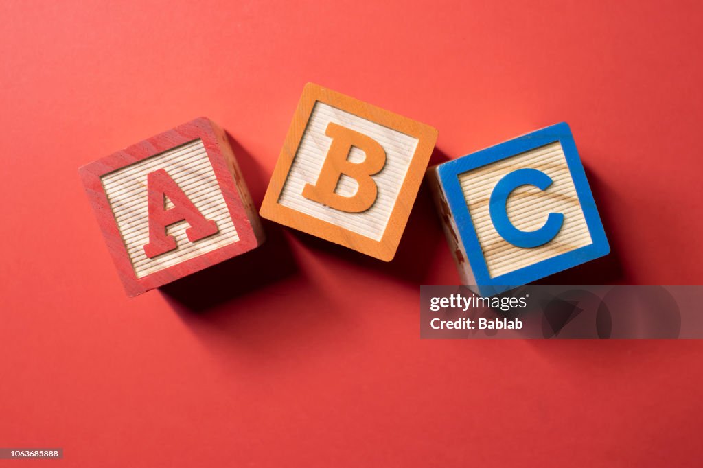 A, B and C wooden blocks