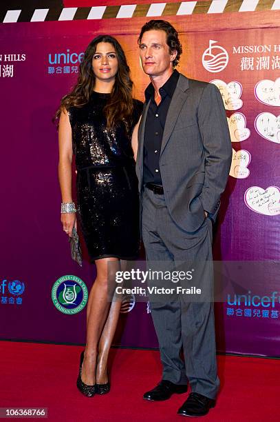 Hollywood actor Matthew McConaughey and his wife Camila Alves attend red carpet during day three of the Mission Hills Start Trophy tournament at...