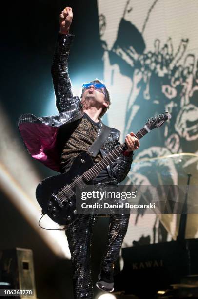Matt Bellamy of Muse performs during the first day of Voodoo Experience 2010 at City Park on October 29, 2010 in New Orleans, Louisiana.