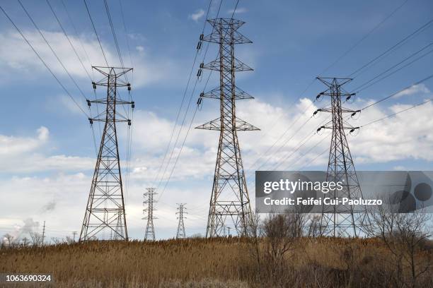 electric power transmission at gary, indiana, usa - indiana stock pictures, royalty-free photos & images