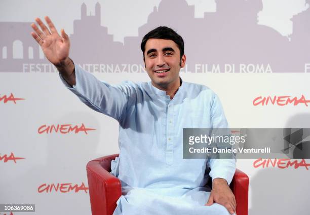 Chairman of the Pakistan Peoples Party Bilawal Zardari Bhutto attends the "Bhutto" photocall during The 5th International Rome Film Festival at...