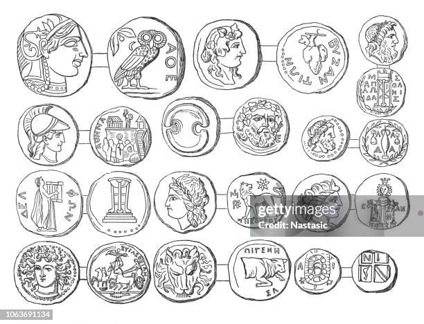 希臘化城市和社區的硬幣 - thebes egypt 幅插畫檔、美工圖案、卡通及圖標