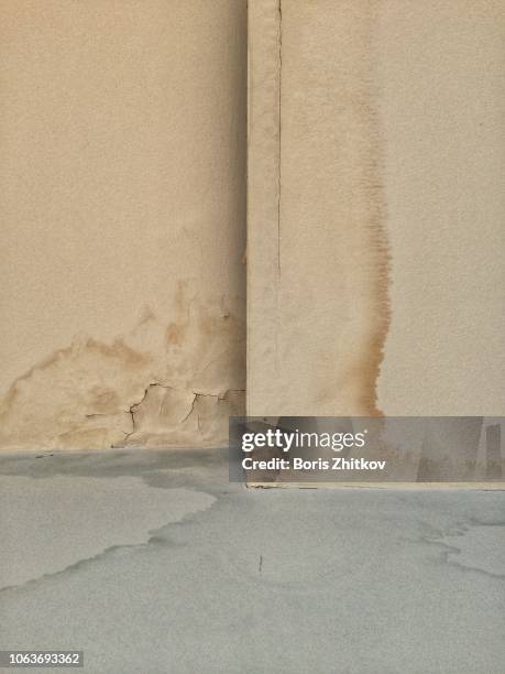 dirty stains on ceiling and wall. - leaking ceiling stock pictures, royalty-free photos & images