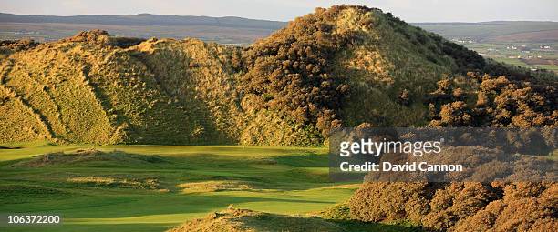 View from the 1st tee towards the green on the 427 yards par 4, 8th hole 'Portnahapple' on the Strand Course at Portstewart Golf Club on October 27,...
