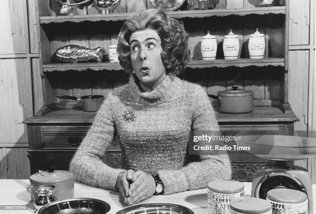 Actor Eric Idle dressed as a woman in a sketch from the television ...