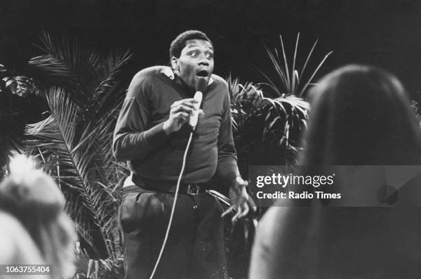 Comedian Lenny Henry performing a sketch on the television comedy show 'Three of a Kind', April 10th 1981.