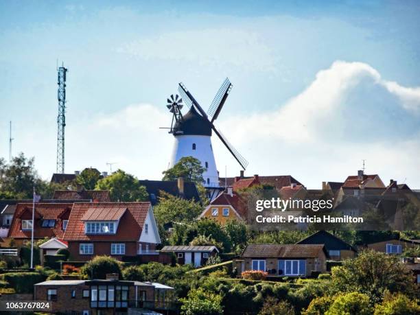 gudhjem windmill, bornholm, denmark - baltische landen stockfoto's en -beelden