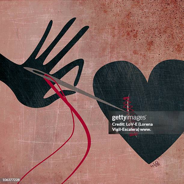 illustrazioni stock, clip art, cartoni animati e icone di tendenza di [broken heart] - mani fili