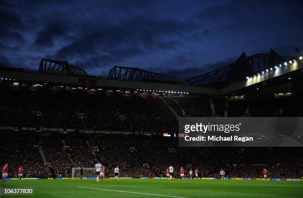 General view of the stadium during the Barclays Premier League match between Manchester United and Tottenham Hotspur at Old Trafford on October 30,...
