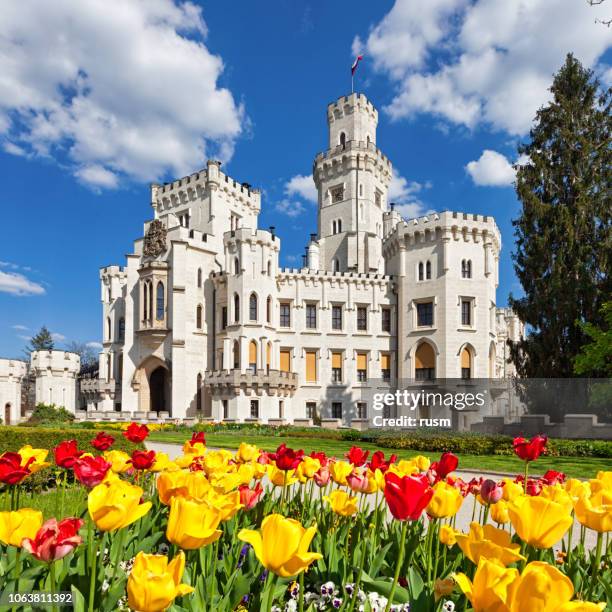 hluboka nad vltavou in spring - czech republic castle stock pictures, royalty-free photos & images