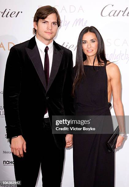 Ashton Kutcher and Demi Moore attend the Charity Gala at The Ritz-Carlton on October 30, 2010 in Moscow, Russia. Demi Moore and Ashton Kutcher were...