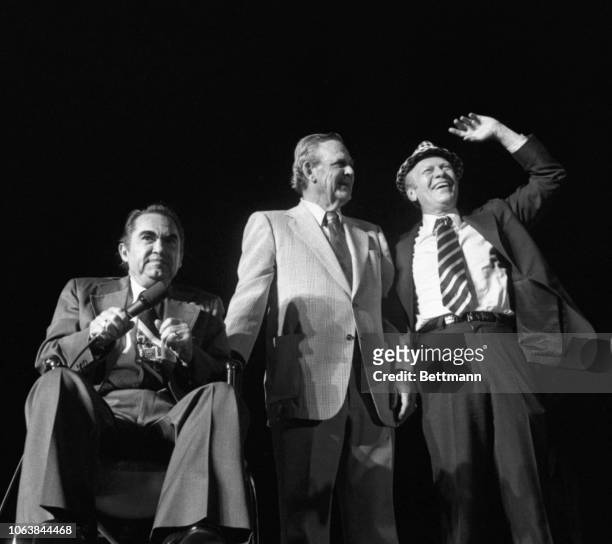 Alabama Governor George C. Wallace and University of Alabama head football coach Paul "Bear" Bryant shared the platform with President Gerald Ford on...