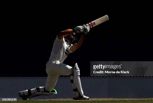 Shaun Marsh of the Warriors bats during day three of the Sheffield Shield match between the South Australian Redbacks and the Western Australia...