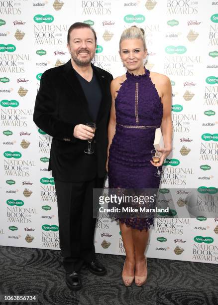 Ricky Gervais and Jane Fallon attend the National Book Awards at RIBA on November 20, 2018 in London, England.