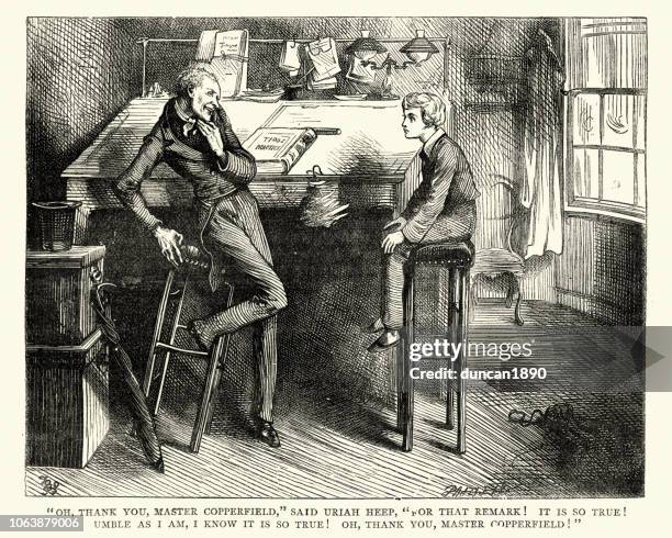 dickens, david copperfield, thank you, master copperfield, said uriah heep - david copperfield fictional character stock illustrations