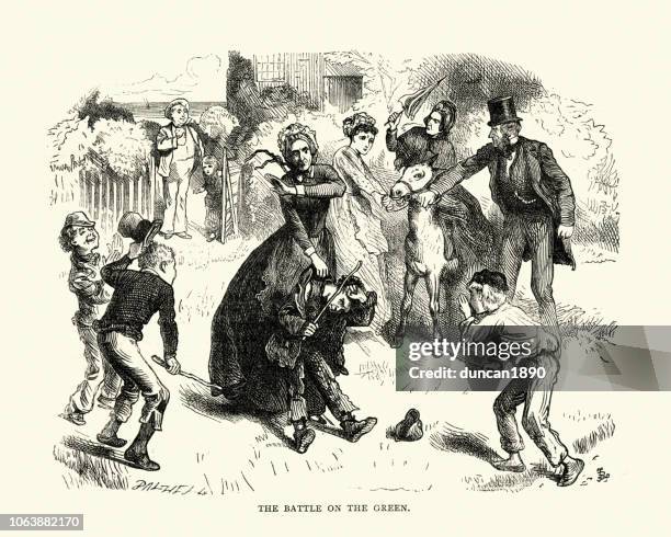 dickens, david copperfield, the battle of the green - smack stock illustrations