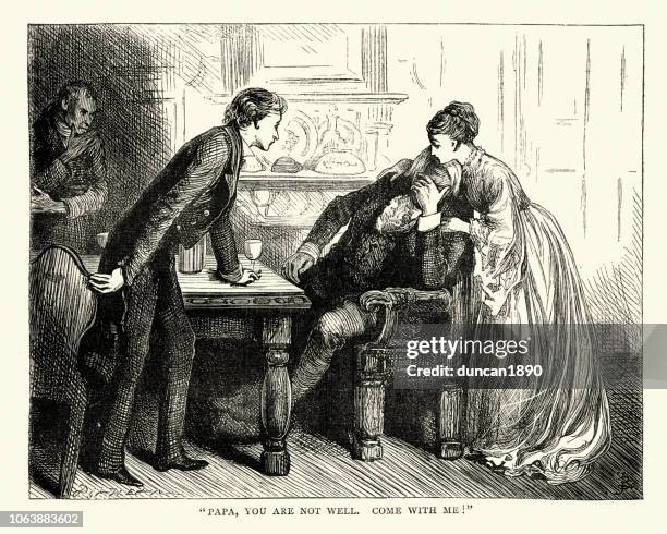 dickens, david copperfield, papa, you are not well - david copperfield fictional character stock illustrations
