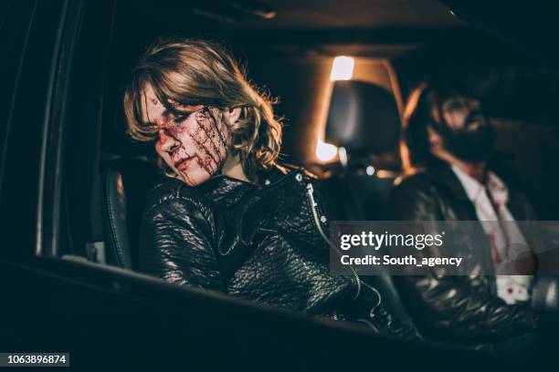 couple in a car accident - gory car accident photos stock pictures, royalty-free photos & images